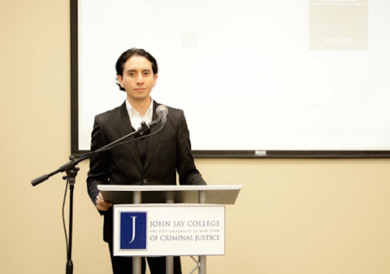 Eduardo giving a talk about corruption at John Jay College in New York. Photo by David Sastre